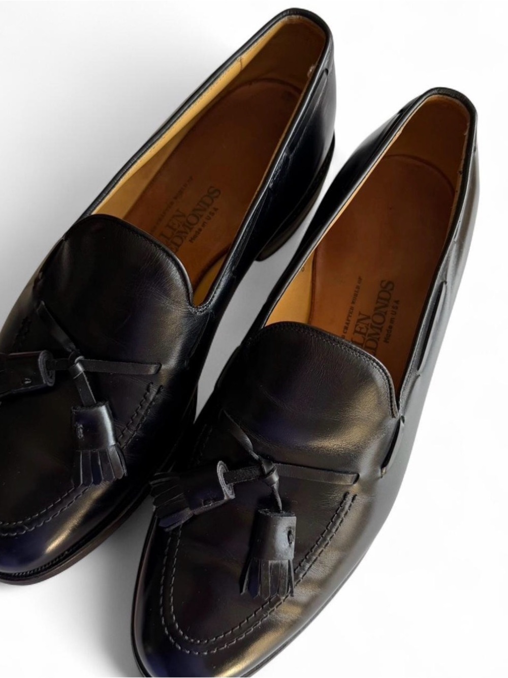 Allen Edmonds Black Leather Tassel Slip-On Loafers